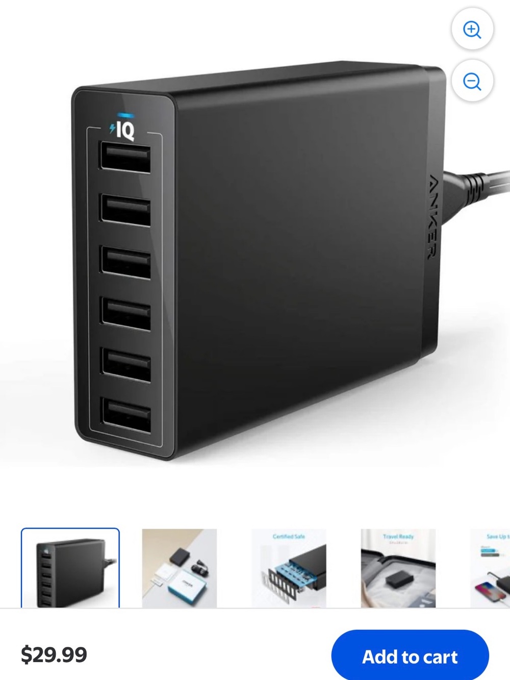Anker 6-Port USB Charging Station — Black